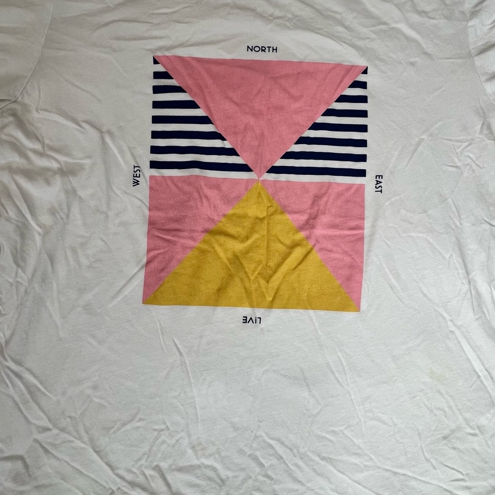 Lacoste Mens Tee with Pink and Yellow Geometric Design